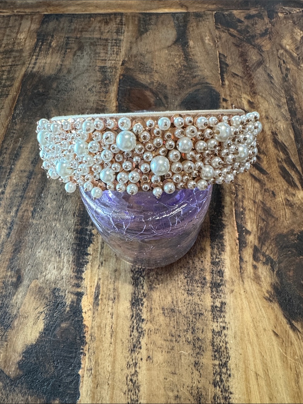 Brianna Cannon Pearl Cluster Padded Headband in Rose Gold